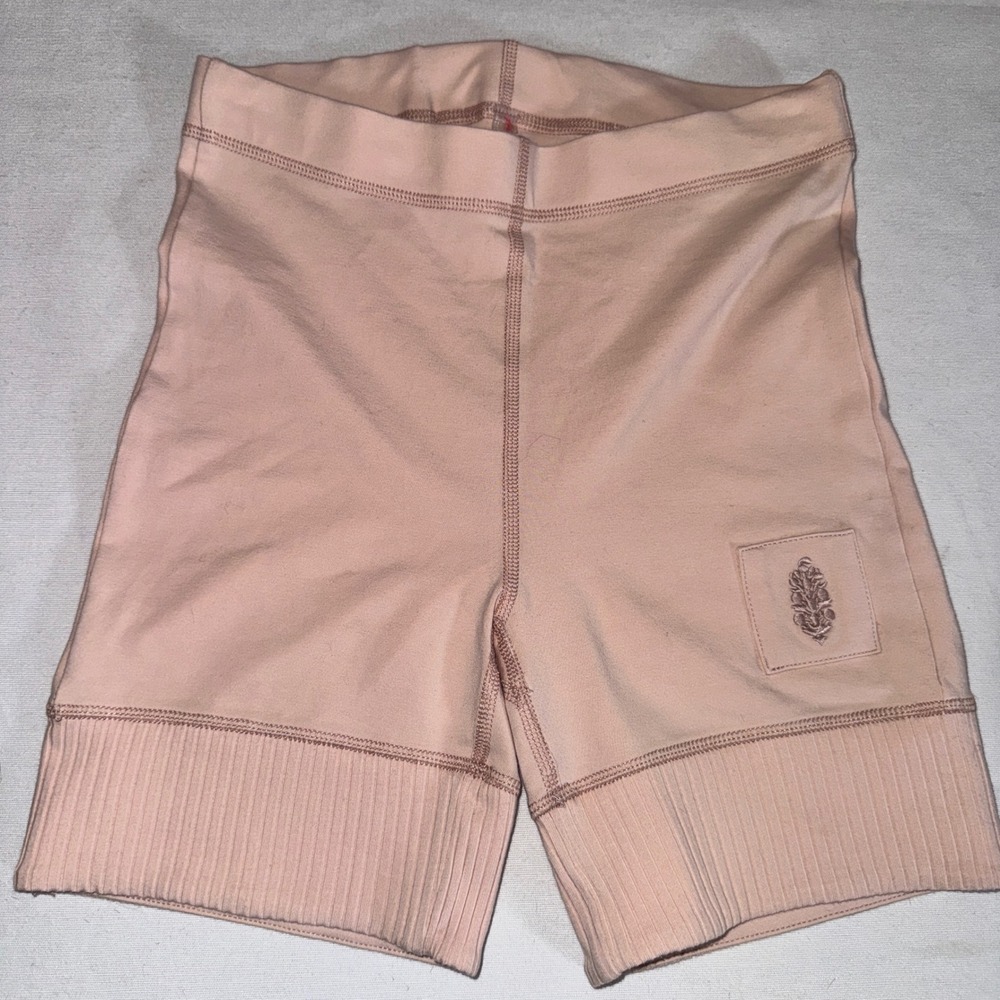 FP Movement Free People Biker Shorts Peach Pink Ribbed Hem XS OB1054366 Has hole